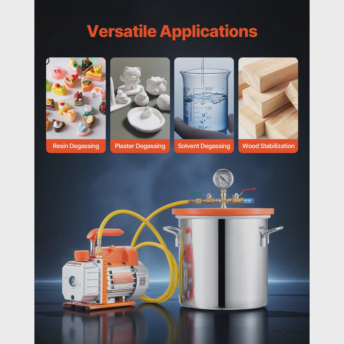 Vacuümkamer met 3.5 CFM Vacuümpomp - 3 of 5 Gallon - Voor Harsontgassing & Houtstabilisatie