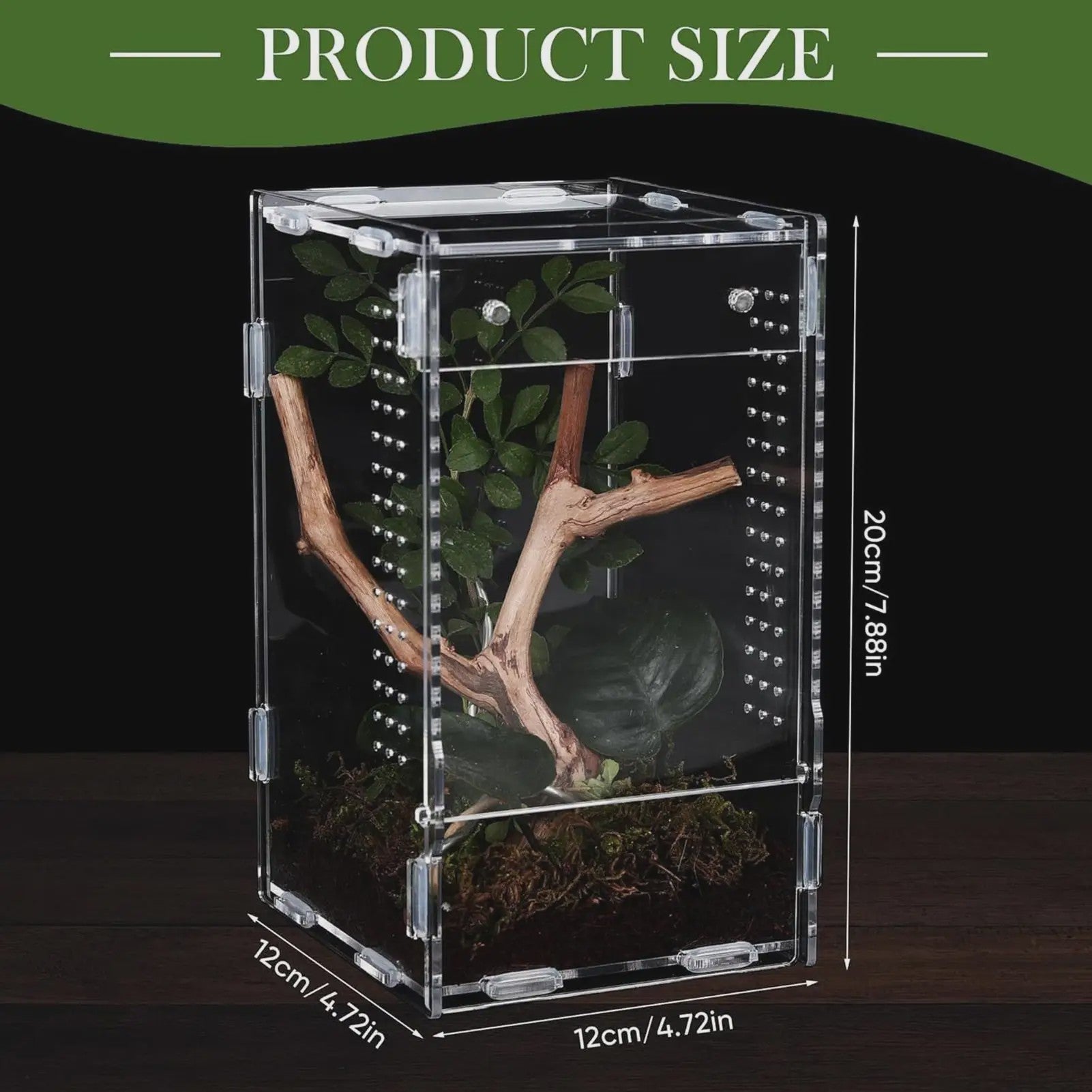 Transparant Acryl Terrarium Kweekbak voor Reptielen, Amfibieën & Spinnen