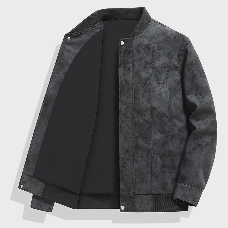 Herfst/Winter Heren Suède Bomberjack met Baseballkraag - Casual & Zakelijk