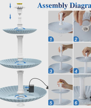 3-Tier Zonne-Fontein Vogelbad & Voederstation - Decoratieve Tuindecoratie