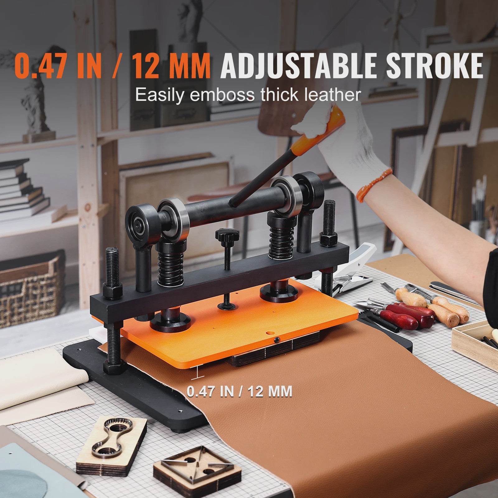 Handmatige Leer Snijmachine & Embossing Machine met Verstelbare Druk