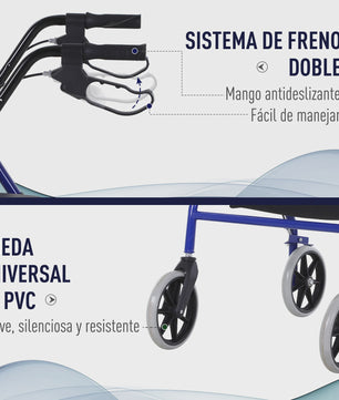 Homcom Walker for Adults with Adjustable Seat and Foldable Footrest
