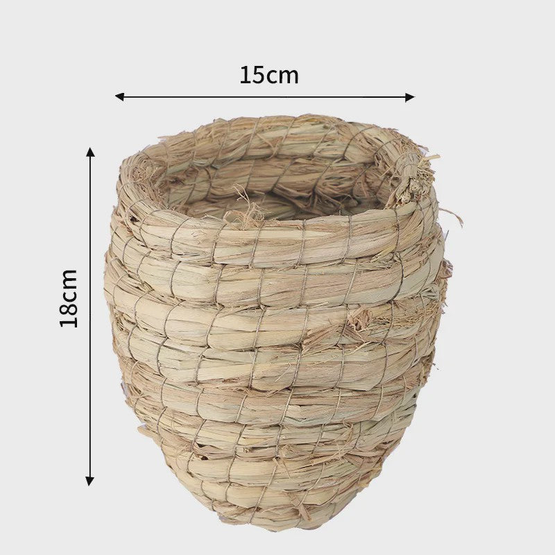 Handgeweven Stro Vogel Nest - Natuurlijk Huisje voor Vogels, Kwartels & Parkieten