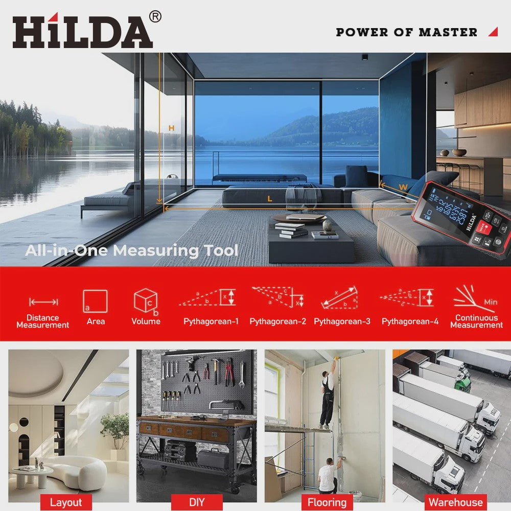 HILDA Digitale Laser Afstandsmeter 50M/100M/120M - Precisie Meetinstrument