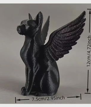 Set van 5 Unieke 3D Geprinte Zwarte Beeldjes: Weerwolf, Paard, Kat, Griffioen & Vleermuis