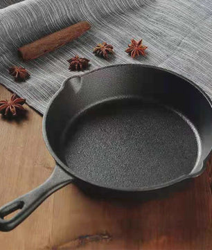 3-delige Gietijzeren Pannenset - Non-Stick Koekenpan met Giet tuit en Grill Handvat