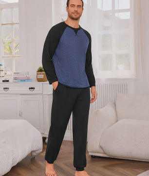Herenset Katoenen Pyjama Lange Mouw - Comfortabel & Ademend Loungewear