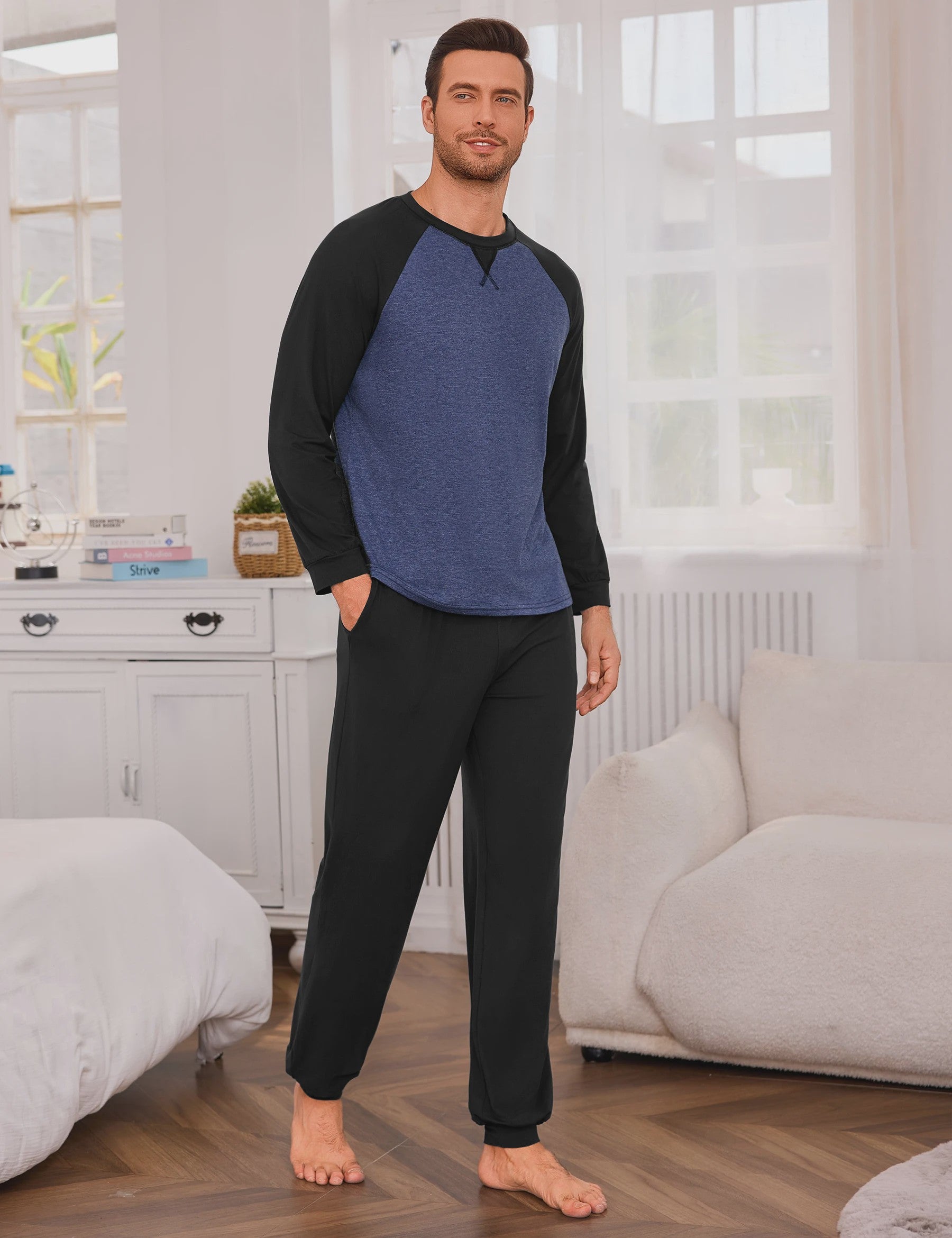 Herenset Katoenen Pyjama Lange Mouw - Comfortabel & Ademend Loungewear