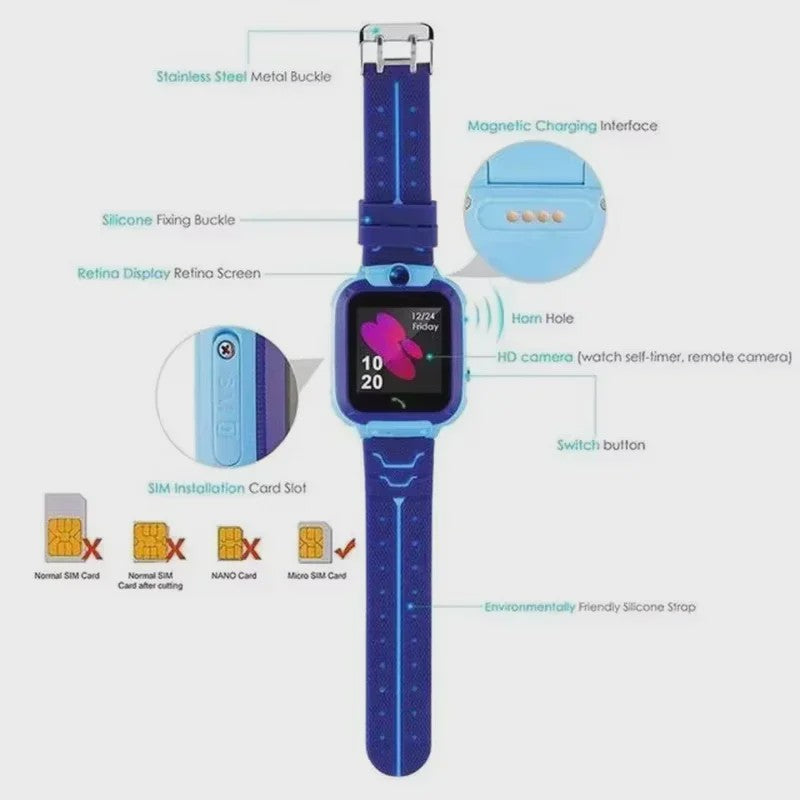 Lenovo Kinder Smartwatch 5G GPS SOS Camera Waterdicht - Veilig & Leuk Cadeau voor Jongens en Meisjes