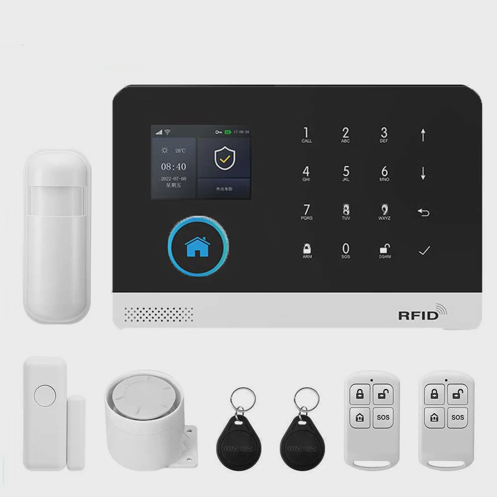 Slim Beveiligingssysteem voor Thuis: WIFI/GSM Alarm met Deur- en Bewegingssensoren, Tuya & Alexa Compatibel