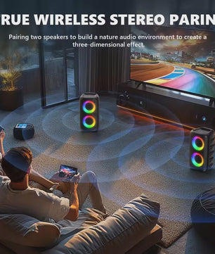 Draagbare Karaoke Bluetooth Speaker met Microfoon, FM Radio & LED Lichtshow