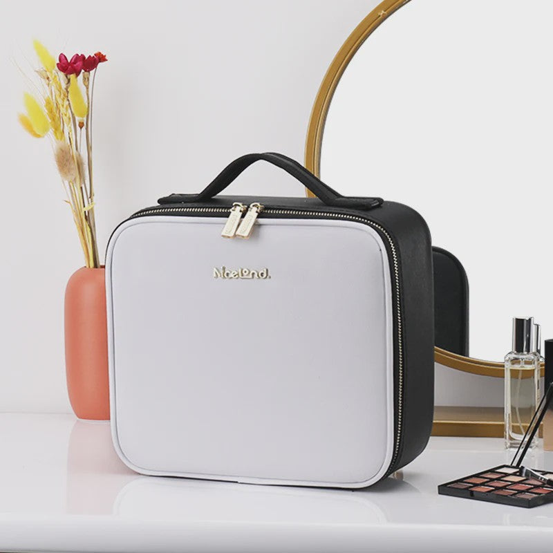 Draagbare Make-up Koffer met Verlichte Spiegel en Verstelbare Vakken - Ideaal voor Cosmetica & Cadeau