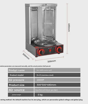 Professionele RVS Kebab & Doner Grill - Automatisch Roterend 220V