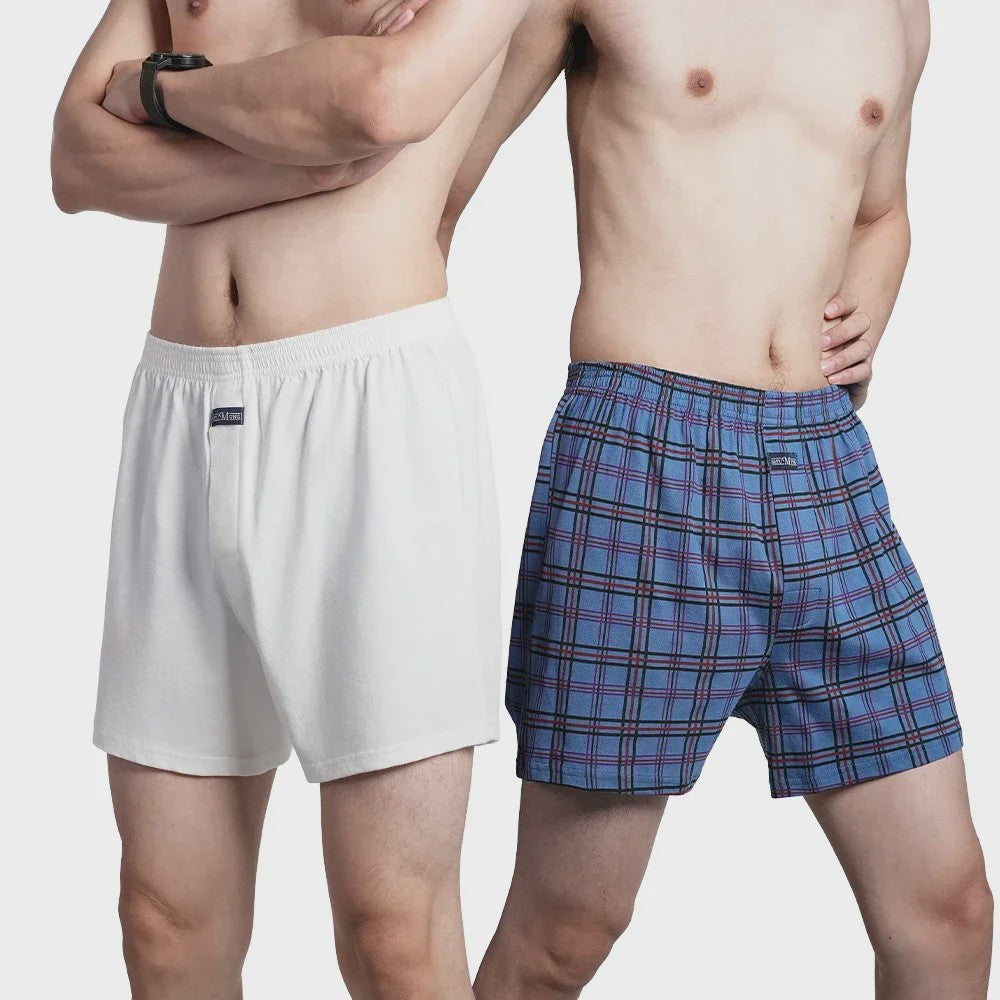 Herens Boxer Shorts van Puur Katoen - Comfortabel & Ruim - Geruit & Effen - Plus Size M-3XL