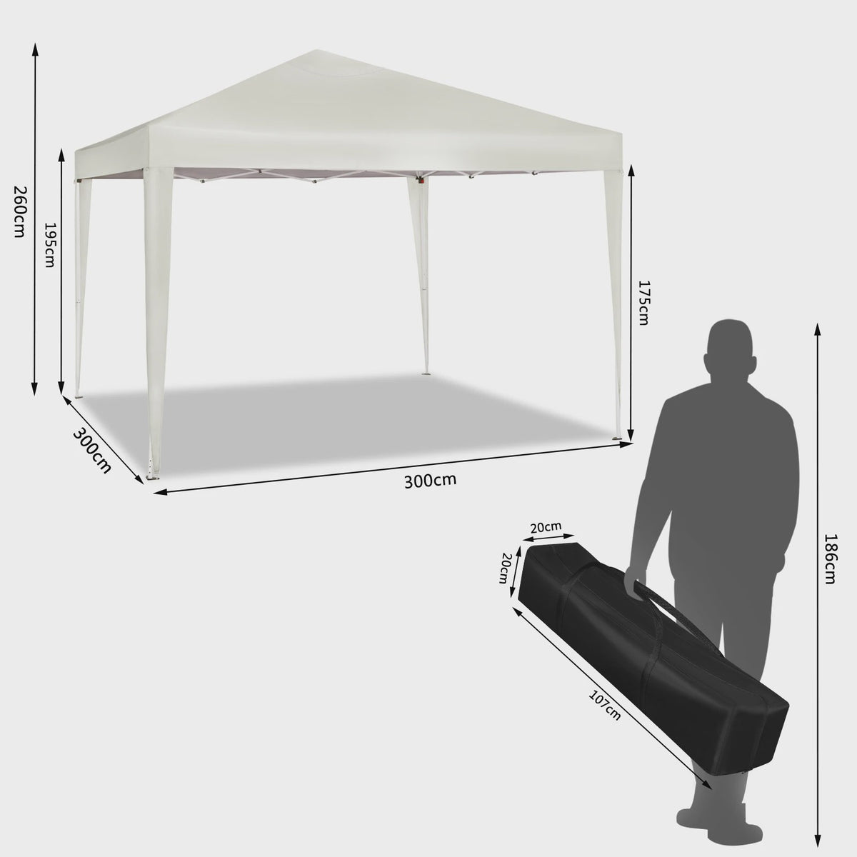 WOLTU Pop-Up Pagodetent 3x3m - Waterdicht & UV-beschermend - Partytent, Tuinpaviljoen, Feesttent