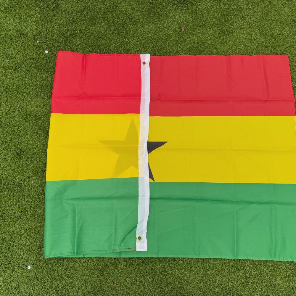 Grote Ghanese Vlag 150x90cm - Duurzaam Polyester, Dubbel Gestikt