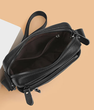Luxe Heren Leren Schoudertas - Zakelijk & Casual, Meerdere Vakken