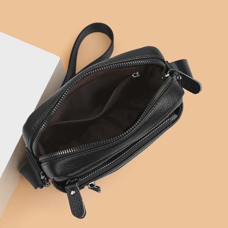Luxe Heren Leren Schoudertas - Zakelijk & Casual, Meerdere Vakken