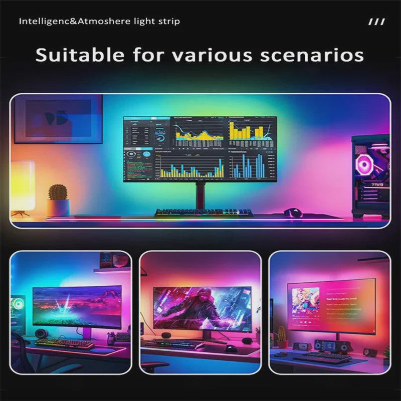 RGBIC LED Strip Verlichting voor Monitor (24-34 Inch) - APP & Muziek Sync