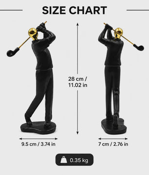 Moderne Golfbeeldje Sculptuur - Decoratieve Figuur voor Bureau & Huis - Goud & Zwart