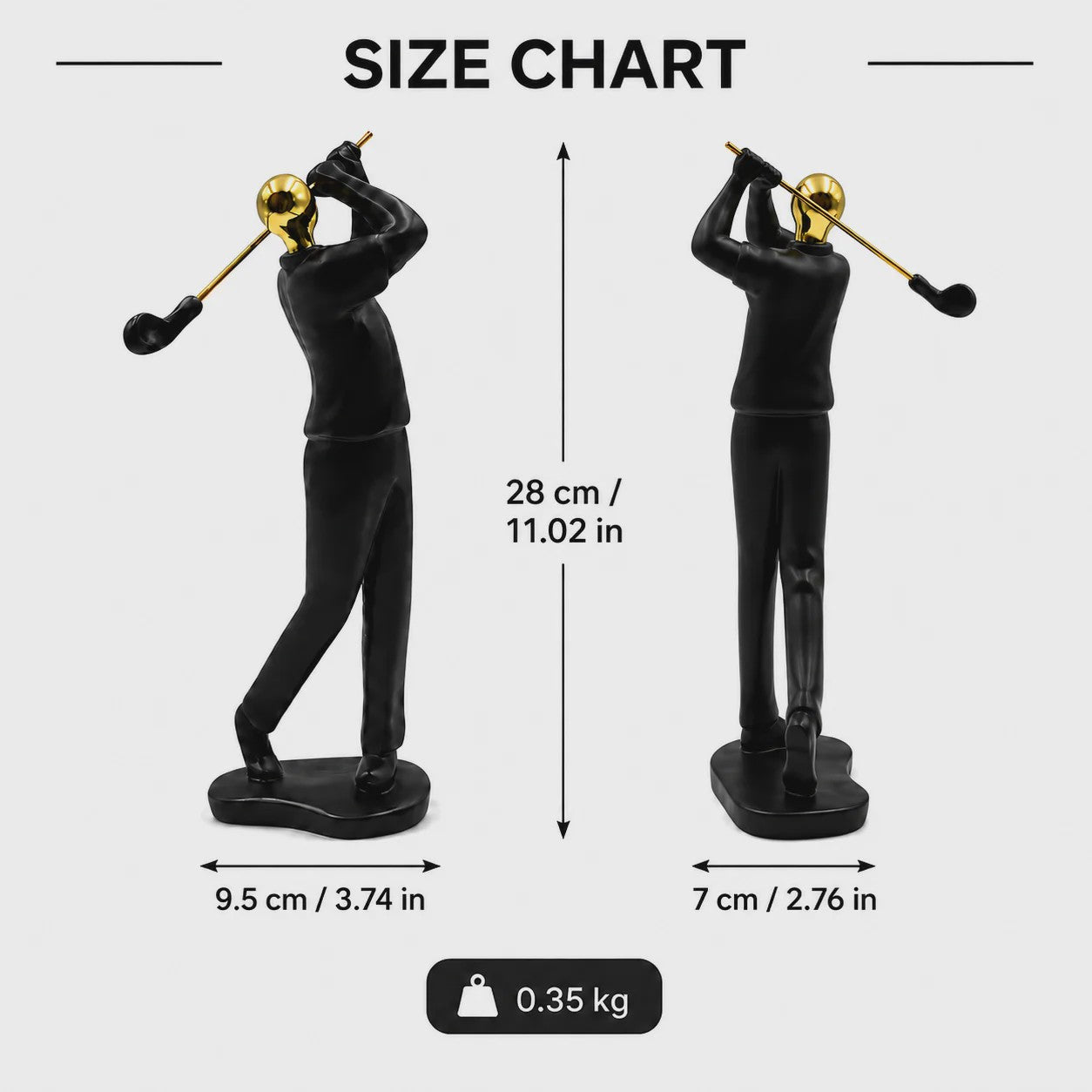 Moderne Golfbeeldje Sculptuur - Decoratieve Figuur voor Bureau & Huis - Goud & Zwart