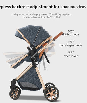 Magic ZC Premium 3-in-1 Baby Reiswieg & Kinderwagen Set - Luxe Beige, Compact, Inclusief Autostoel & Draagmand, Geschikt Vanaf Geboorte