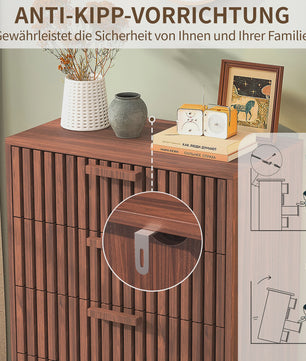 Anajqaqia Commode met 4 Lades - Stijlvolle Houten Opbergkast in Walnootkleur