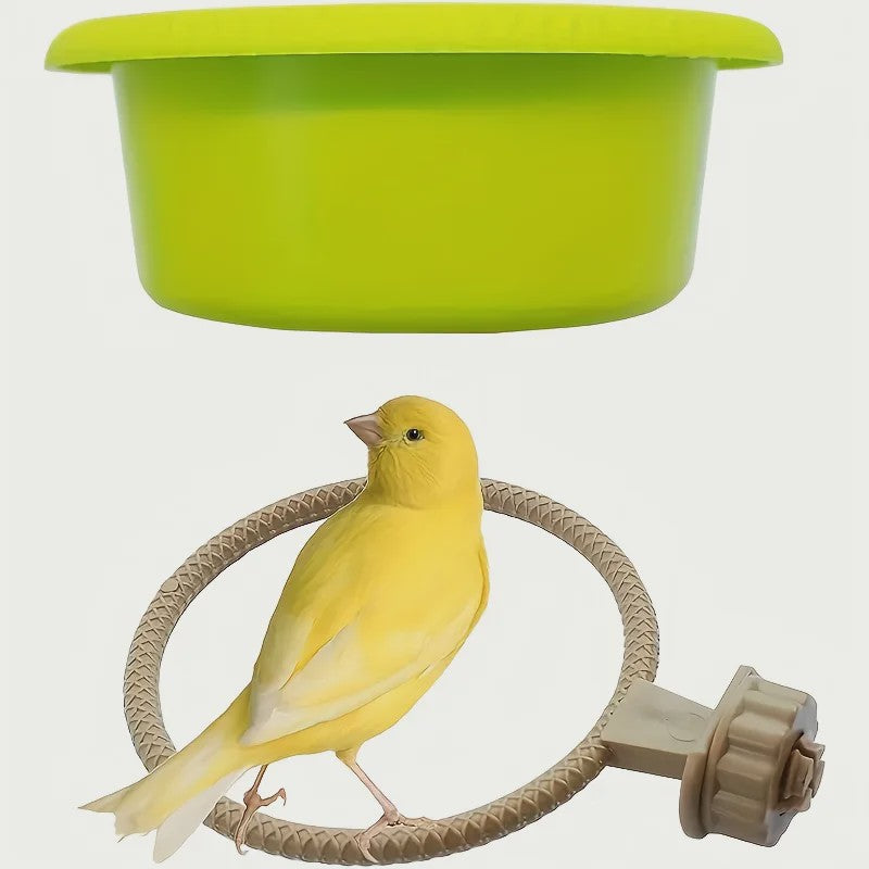 Vogelbadje met Ophangring - Groen Plastic Kom - 12cm Diameter