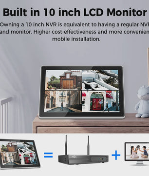 Hiseeu Draadloze Beveiligingscamera Kit met 10.1" Monitor - 3/5MP Outdoor IP Camera Systeem