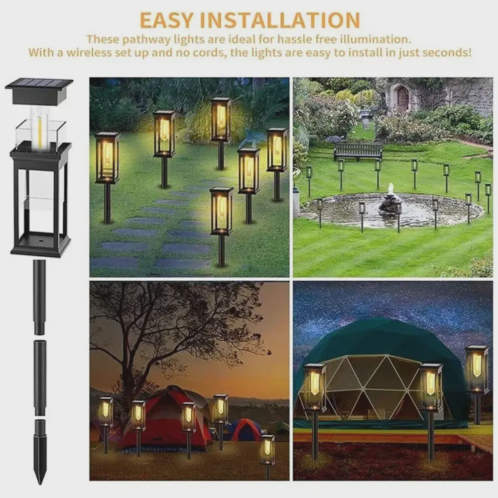 2-Pack Tuinverlichting op Zonne-energie - Waterdichte Buitenlampen met Decoratieve Filament LED