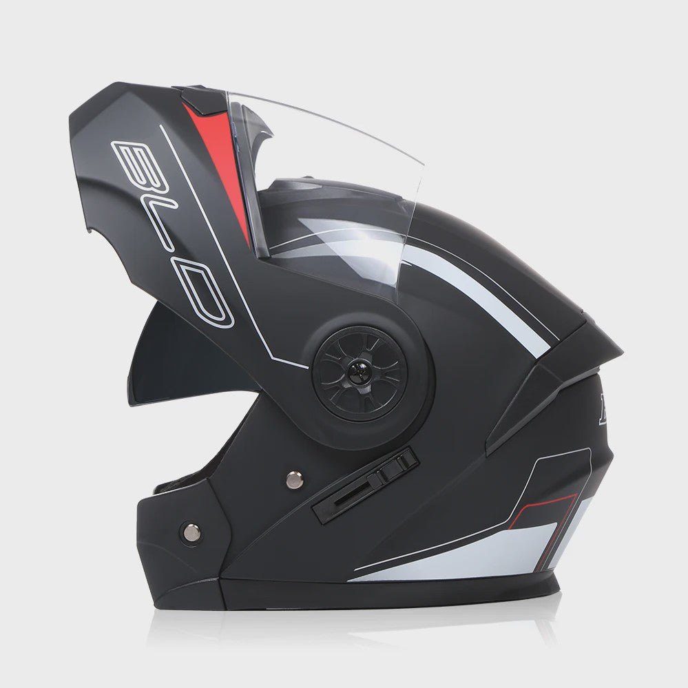 BLD Flip-Up Motorhelm Modulair ABS Dubbel Vizier DOT Goedgekeurd