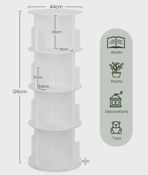 Draaibare Boekenkast 4 Niveaus - 360° Rotatie - Hoekdisplay - Woonkamer, Kantoor