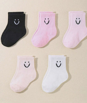 10 Paar Kinder Sokken met Vrolijke Smiley Print - Mid-Calf, Jongens & Meisjes