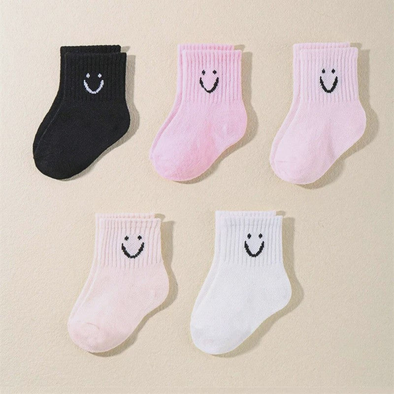 10 Paar Kinder Sokken met Vrolijke Smiley Print - Mid-Calf, Jongens & Meisjes