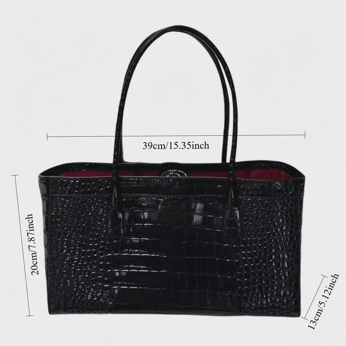 Luxe Vintage Croco Print Tote Bag - Ruime PU Lederen Schoudertas voor Dames