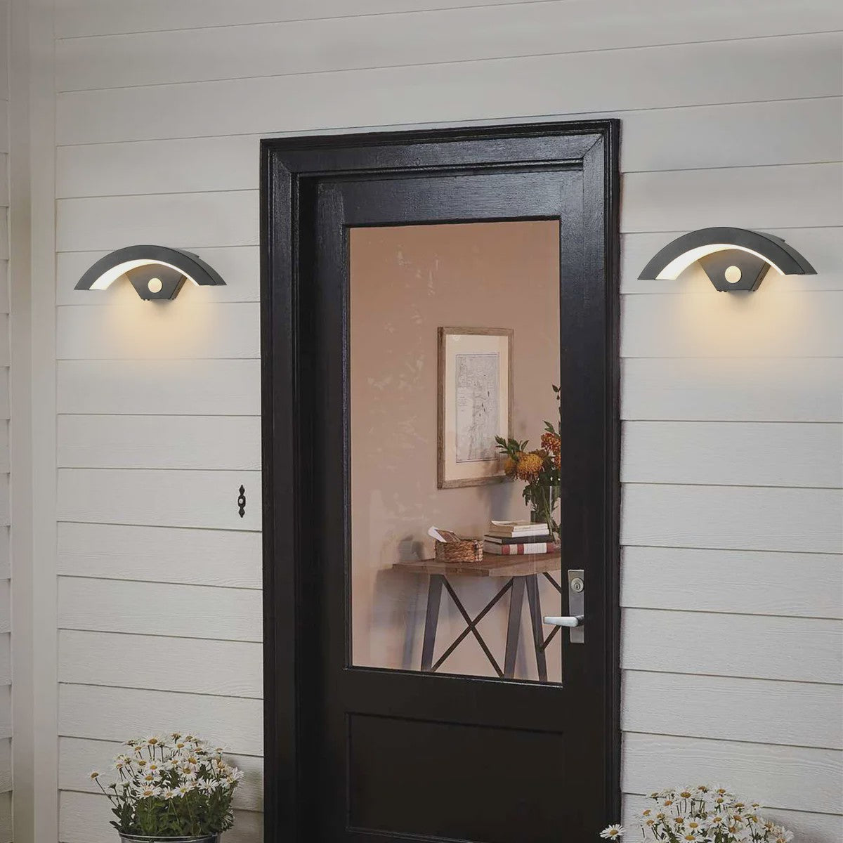 Moderne Zwarte Wandlamp met Bewegingssensor - 24W Warm Licht voor Buiten & Hal
