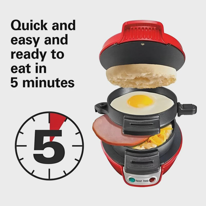 Compacte Ontbijt Sandwich Maker: Maak Snel Hamburgers, Omeletten & Meer