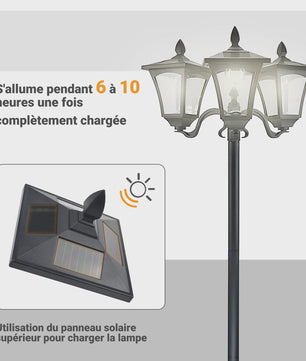 Outsunny Solar LED Tuinlamp met 3 Lampenkappen - H.182.5 cm - IP44
