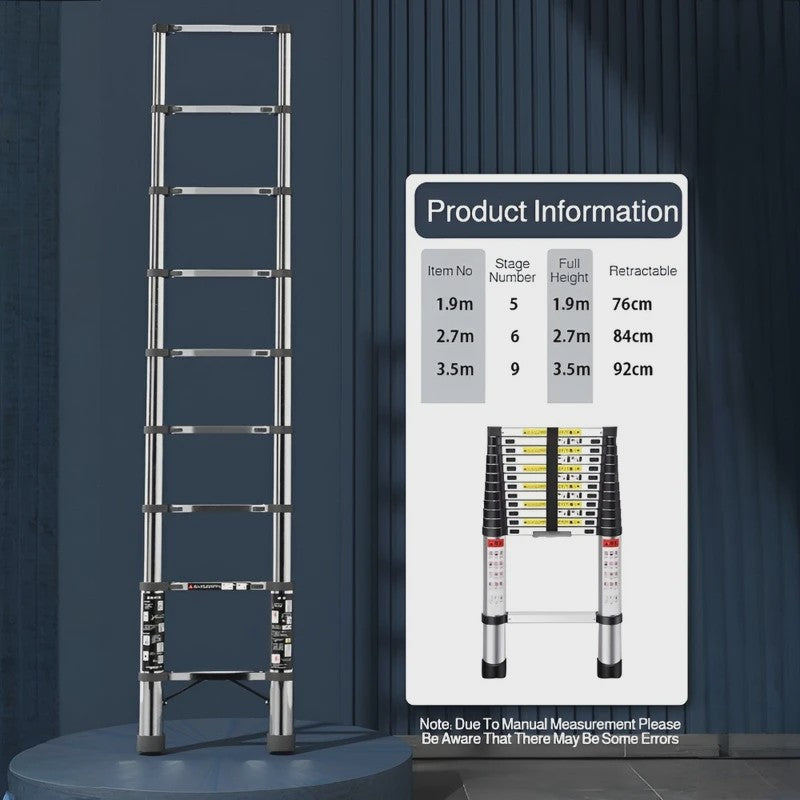 Telescopische Ladder RVS - 1.9m/2.7m/3.5m - Veilig & Multifunctioneel