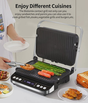 BioloMix Contactgrill 2000W - Panini, Grill, Wafelmaker - Digitaal & 180° Open