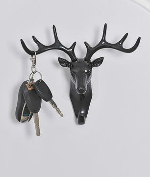 Decoratieve Wandhaak Hertengewei - Vintage Hanger voor Jassen, Sjaals & Sleutels