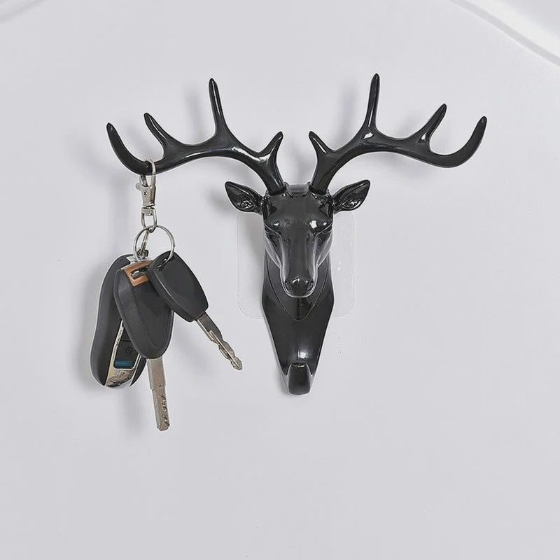 Decoratieve Wandhaak Hertengewei - Vintage Hanger voor Jassen, Sjaals & Sleutels