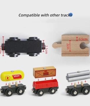 Houten Magneet Treinwagon Set - Uitbreidbaar en Compatibel met Houten Spoorsystemen