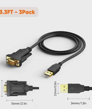 CableCreation USB naar RS232 Serieel Adapter Kabel (DB9 Male, PL2303 Chip) - Goudkleurig, Compatibel met Windows, Linux, Mac