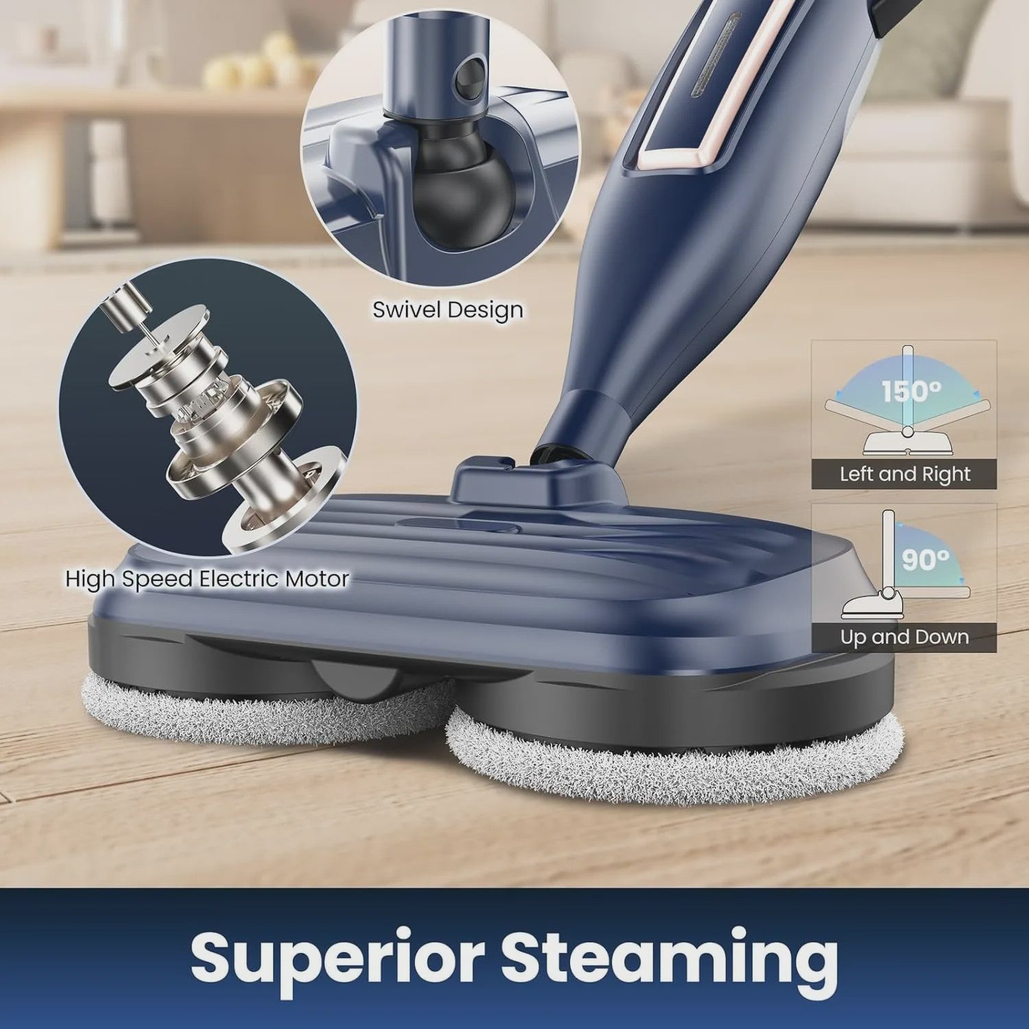 VM6 Roterende Stoommop met 1300W Kracht - 10-in-1 Multifunctionele Vloerstomer