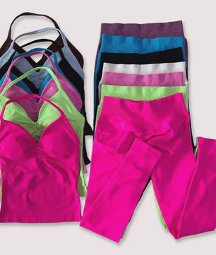 Dames Sportset: Backless Tanktop & Scrunch Seamless Legging
