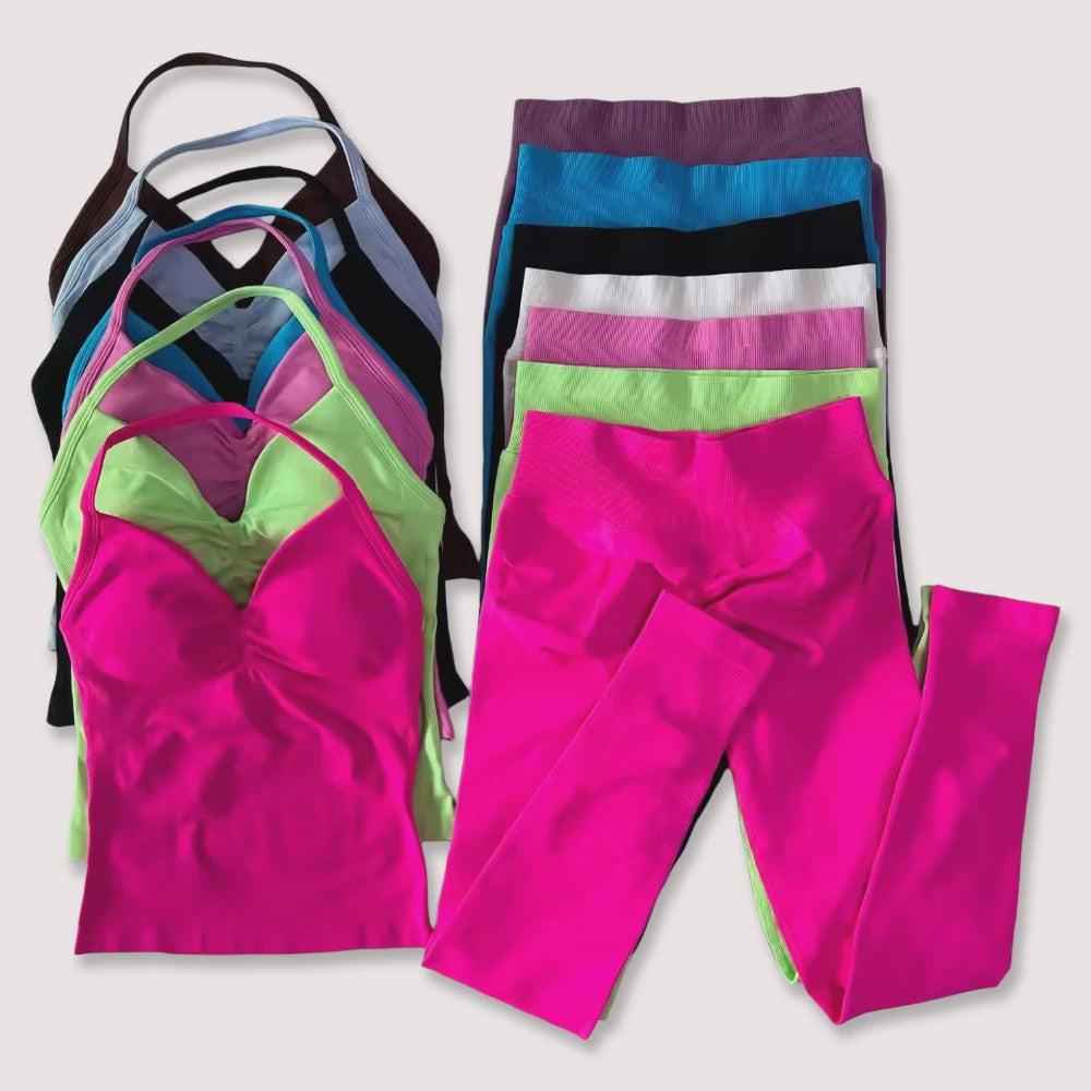 Dames Sportset: Backless Tanktop & Scrunch Seamless Legging