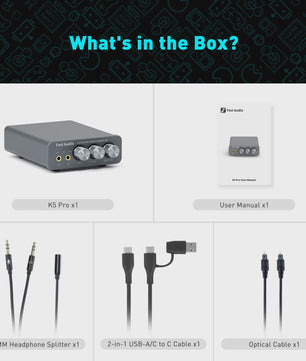 Fosi Audio K5 PRO Mini Gaming DAC & Hoofdtelefoonversterker met Microfoon