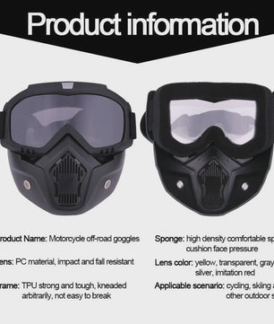 Motorcross Bril met Afneembaar Ademend Masker - Stof- en Impactbestendig