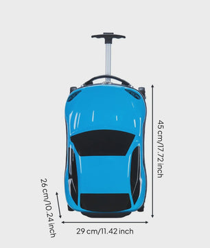 Vrolijke Kinder Koffer op Wielen - Cartoon Auto Design - Lichtgewicht Trolley voor Kinderen (2-10 jaar)